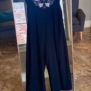 Black Floral Embroidered Jumpsuit